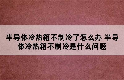 半导体冷热箱不制冷了怎么办 半导体冷热箱不制冷是什么问题